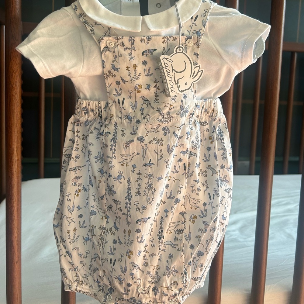NWT Trotters London Baby 2-in-1 Dungarees 6/9 M